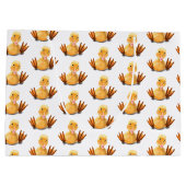 おもしろいイエローダックよくはしゃぐウィンク – ハッピースマイル ラージペーパーバッグ (裏面)