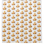 おもしろいイエローダックよくはしゃぐウインクハッピースマイル シャワーカーテン (正面)