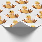 おもしろいイエローダックよくはしゃぐウインクハッピースマイル ラッピングペーパー (角)