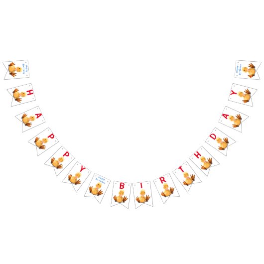 おもしろいイエローダックよくはしゃぐウインク – ハッピーバースデー バンティングフラッグ (全)