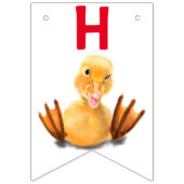 おもしろいイエローダックよくはしゃぐウインク – ハッピーバースデー バンティングフラッグ (第2の旗)