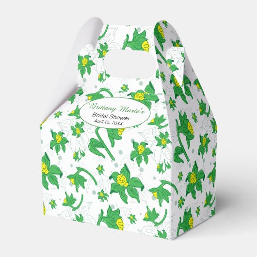 おもしろいイエローダフォディルパーソナライズされたイラストレーション フェイバーボックス (正面サイド)