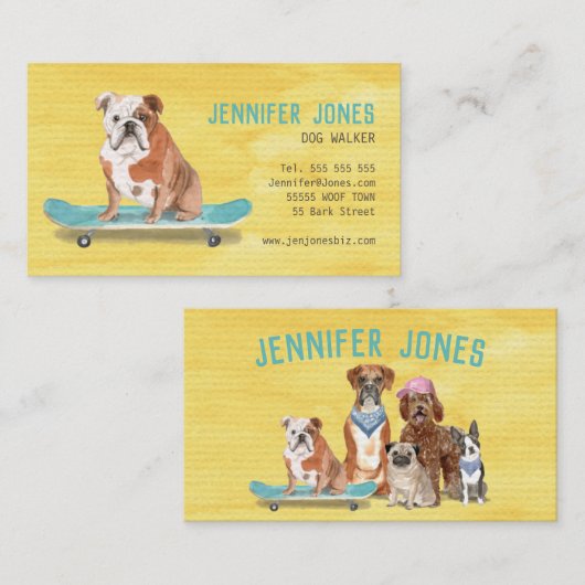 おもしろいイエロードッグウォーカー名刺 名刺 (正面/裏面)