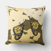 おもしろいイエローバタフライペア クッション (正面)