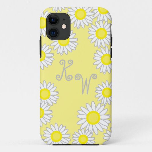 おもしろいイエローホワイトグレーデイジー Case-Mate iPhoneケース (裏面)