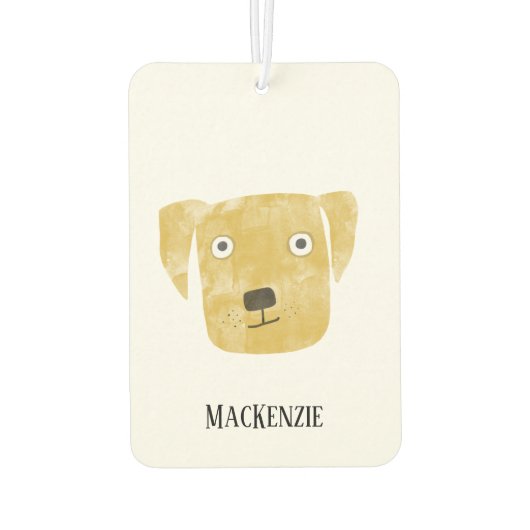 おもしろいイエローラブラドールレトリエバードッグパーソナライズされた カーエアーフレッシュナー (裏面)