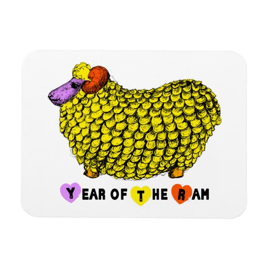 おもしろいイエローラム中国のイヤー〔占星術の〕十二宮図誕生日HPM マグネット (横)