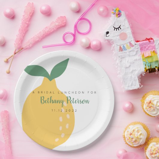 おもしろいイエローレモンブライダルシャワールンチョン ペーパープレート (パーティー)