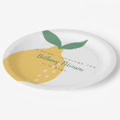 おもしろいイエローレモンブライダルシャワールンチョン ペーパープレート (アングル)