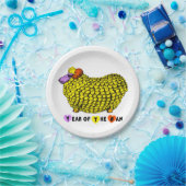 おもしろいイエロ中国のラム年〔占星術の〕十二宮図誕生日PP ペーパープレート (パーティー)