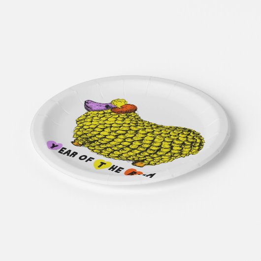 おもしろいイエロ中国のラム年〔占星術の〕十二宮図誕生日PP ペーパープレート (アングル)