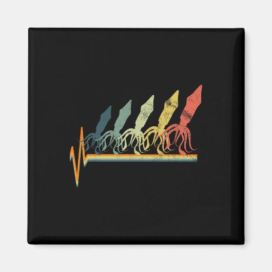 おもしろいイカ海洋生物学者 マグネット (正面)