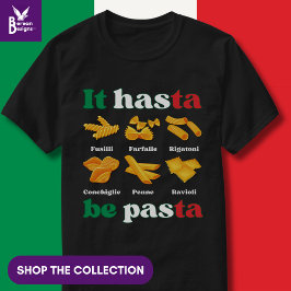 おもしろいイタリアンパスタITハスタベパスタ Tシャツ