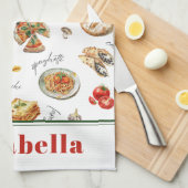 おもしろいイタリアンフードラバーキッチン キッチンタオル (四つ折り)