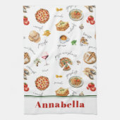 おもしろいイタリアンフードラバーキッチン キッチンタオル (縦)