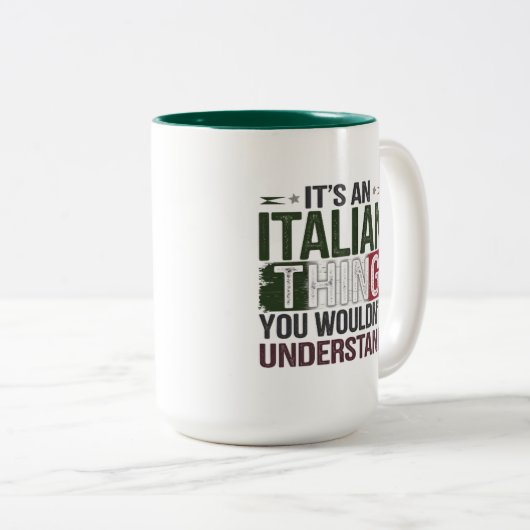 おもしろいイタリアンプライド:分からない ツートーンマグカップ (正面右)