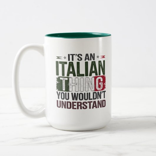 おもしろいイタリアンプライド:分からない ツートーンマグカップ (左)