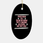 おもしろいイタリアンgreyhound gives dog momパパ セラミックオーナメント (右)