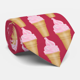 おもしろいイチゴのアイスクリーム柄タイル張りショップタイ ネクタイ