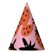 おもしろいイチゴ、手描きシームレスなデザイン。 パーティーハット (左)