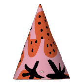 おもしろいイチゴ、手描きシームレスなデザイン。 パーティーハット (右)