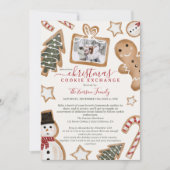 おもしろいイラストレーションクリスマスクッキー交換パーティー 招待状 (正面)