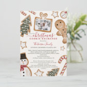 おもしろいイラストレーションクリスマスクッキー交換パーティー 招待状 (スタンド正面)
