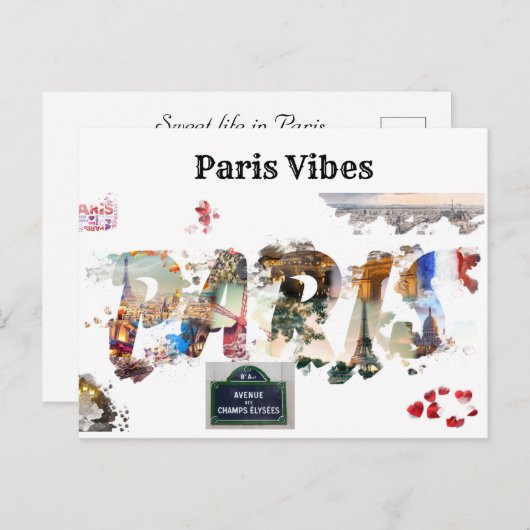おもしろいイラストレーションパリ歴史的ランドマークポストカード ポストカード (正面/裏面)
