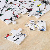 おもしろいイラストレーションヴィンテージ野球選手 ジグソーパズル (側面)