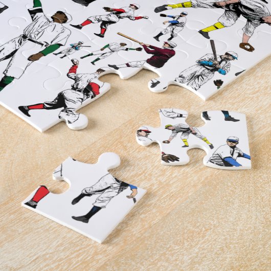 おもしろいイラストレーションヴィンテージ野球選手 ジグソーパズル (側面)