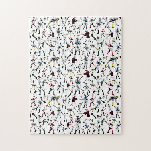 おもしろいイラストレーションヴィンテージ野球選手 ジグソーパズル (縦)