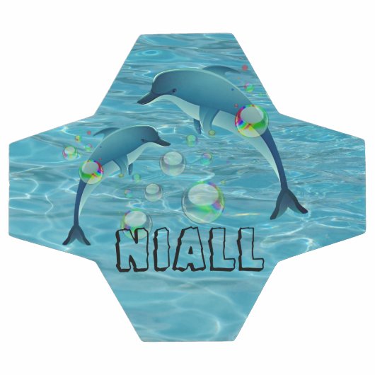 おもしろいイルカとバブルパーソナライズされた サッカーボール (フラット)