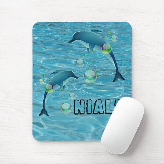 おもしろいイルカとバブルパーソナライズされた マウスパッド (マウス)