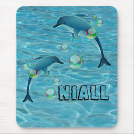 おもしろいイルカとバブルパーソナライズされた マウスパッド