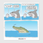 おもしろいイルカ、サメ、サドのアリゲータースクエアスティ シール (シート)