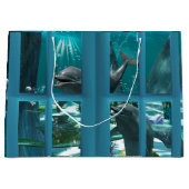 おもしろいイルカ ラージペーパーバッグ (正面)