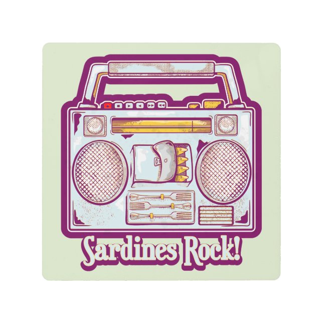 おもしろいイワシのステレオ メタルプリント (正面)