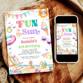 おもしろいインサンサマー誕生日ビーチパーティー 招待状