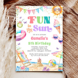 おもしろいインサンサマー誕生日ビーチパーティー 招待状