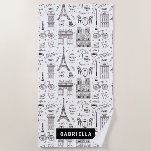 おもしろいインサントラベルパリビーチ ビーチタオル (正面)