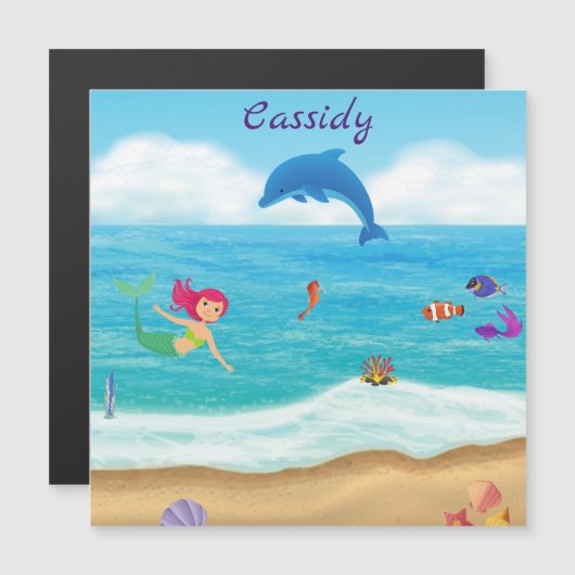 おもしろいインサンマーメイドドルフィンビーチ磁石 (正面/裏面)