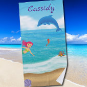 おもしろいインサンマーメイドドルフィンビーチ パーソナライズされた ビーチタオル