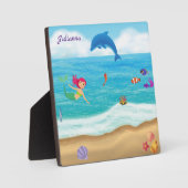 おもしろいインサンマーメイドドルフィンビーチ パーソナライズされた フォトプラーク (正面)