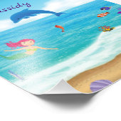 おもしろいインサンマーメイドドルフィンビーチ パーソナライズされた フォトプリント            (角)