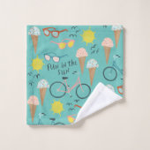 おもしろいインザサンサマービーチホリデーアイスクリーム バスタオルセット (ウォッシュタオル)