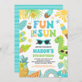 おもしろいインザサントロピカルビーチ誕生会 招待状 (正面/裏面)