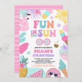 おもしろいインザサントロピカルビーチ誕生会 招待状 (正面/裏面)