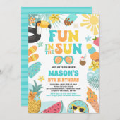 おもしろいインザサントロピカルビーチ誕生会 招待状 (正面/裏面)
