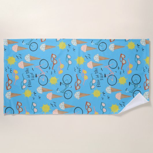 おもしろいインザサン夏期ホリデイ ビーチタオル (正面)