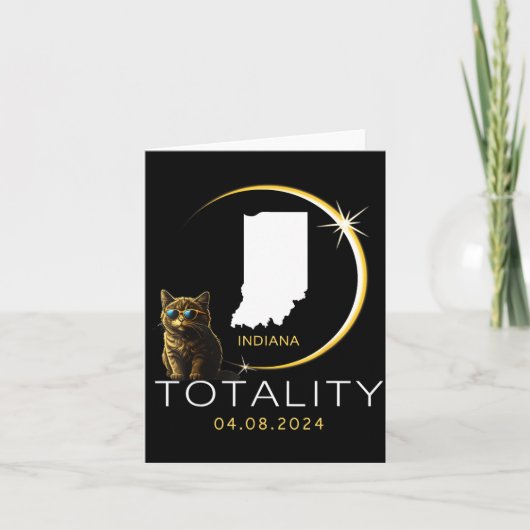 おもしろいインディアナ州皆既日食猫 カード (正面)